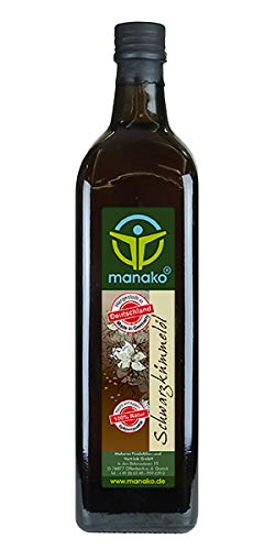 manako Schwarzkümmelöl, kaltgepresst - 100% rein / 1000 ml Glasflasche
